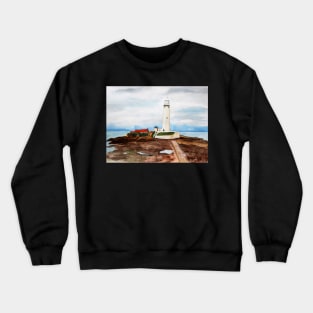 St. Mary's Lighthouse Watercolor Painting Crewneck Sweatshirt